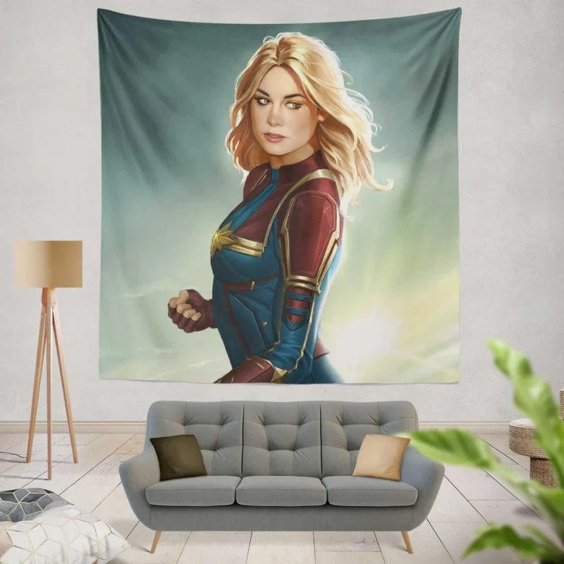 Captain Marvel Movie: Brie Larson as Carol Danvers  Wall Tapestry