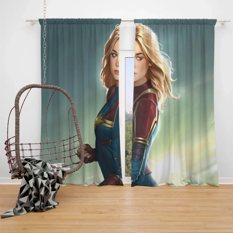 Captain Marvel Movie: Brie Larson as Carol Danvers Window Curtain