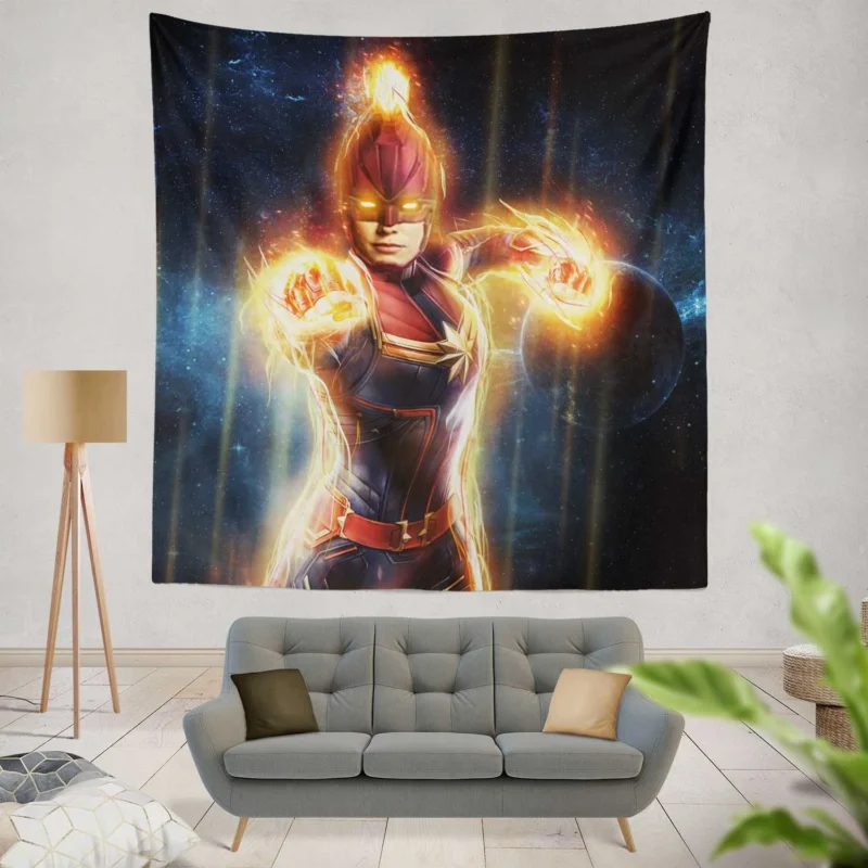 Captain Marvel Movie: Carol Danvers Heroic Journey  Wall Tapestry