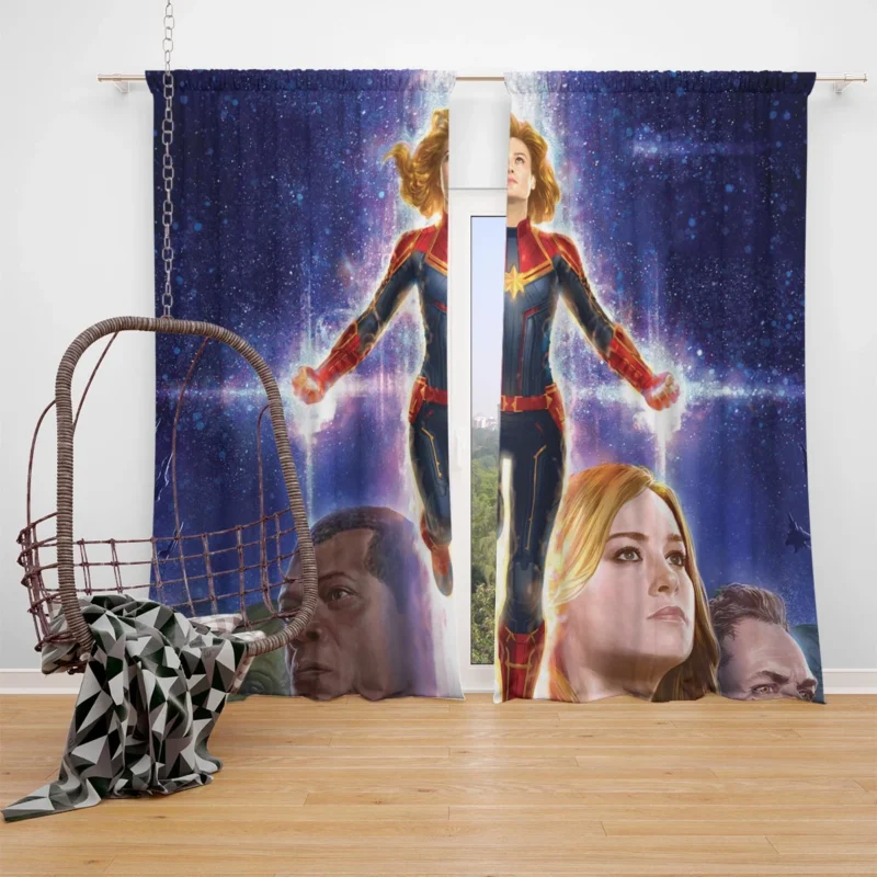 Captain Marvel Movie: Marvel Heroine Window Curtain