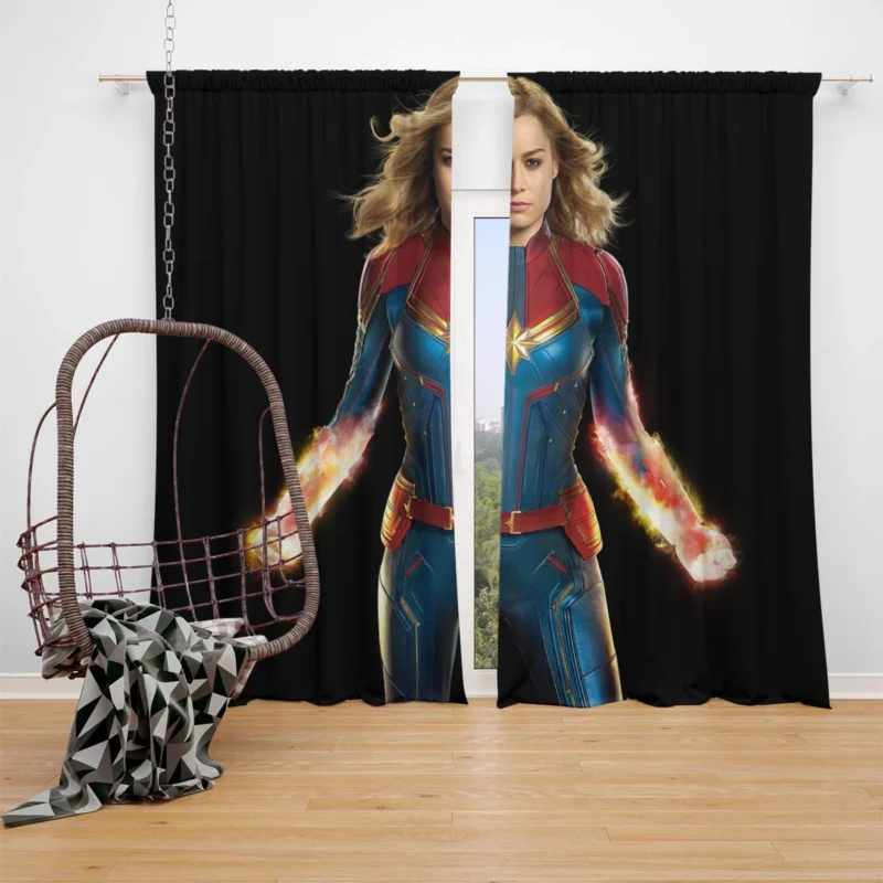 Captain Marvel/Brie Larson: A Marvel Cinematic Hero Window Curtain