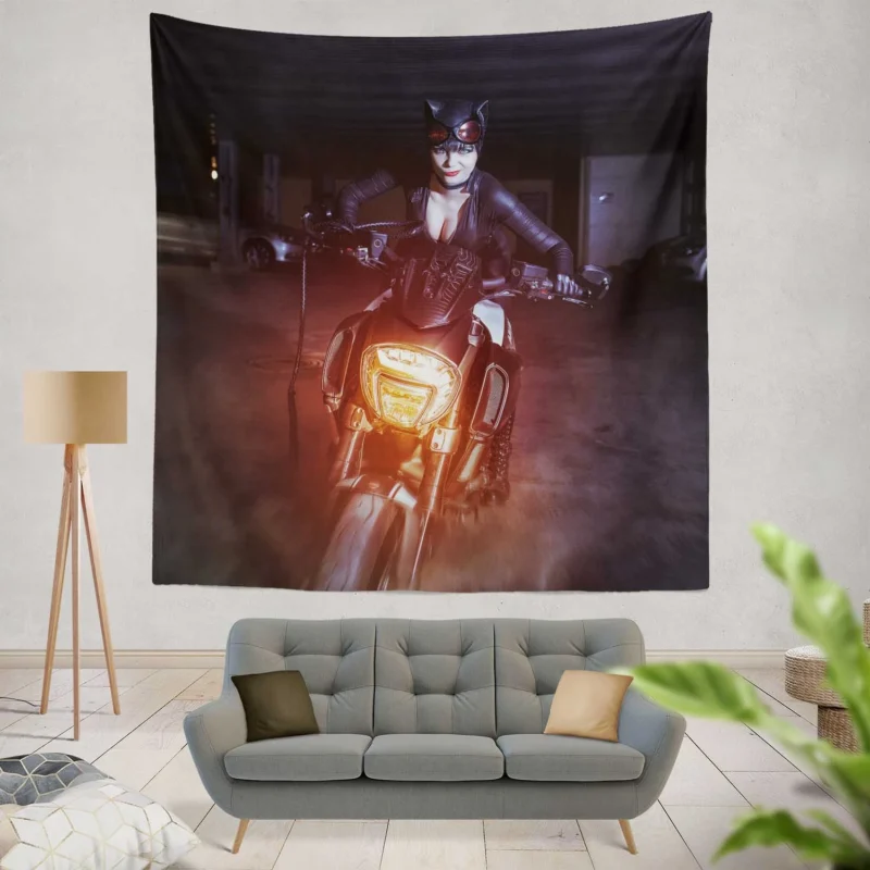 Catwoman Cosplay: Embracing the Feline Persona  Wall Tapestry
