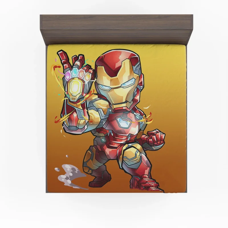 Chibi Iron Man in Comic Art Fitted Sheet