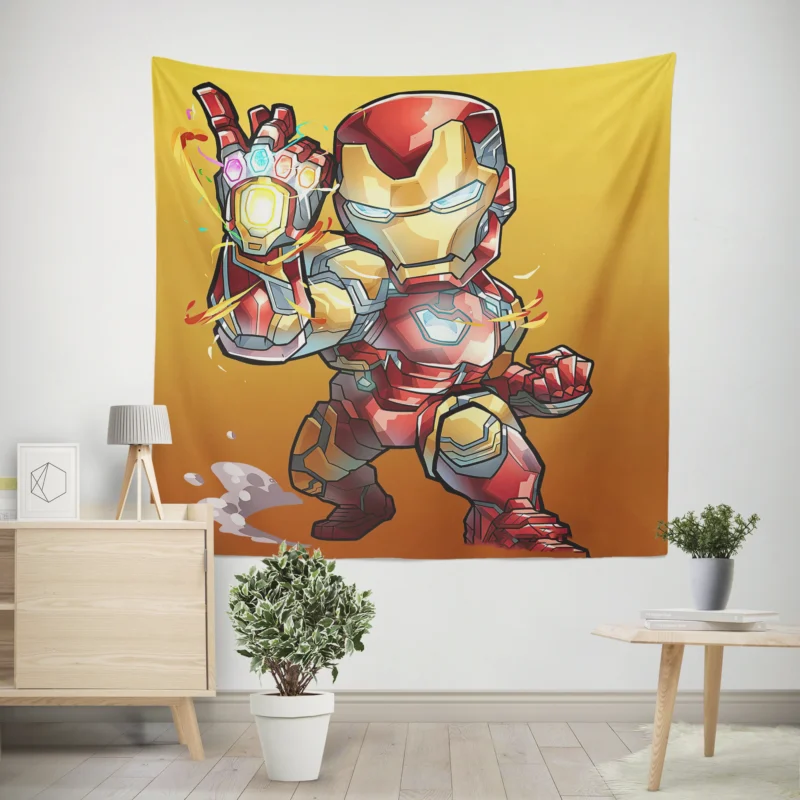 Chibi Iron Man in Comic Art  Wall Tapestry