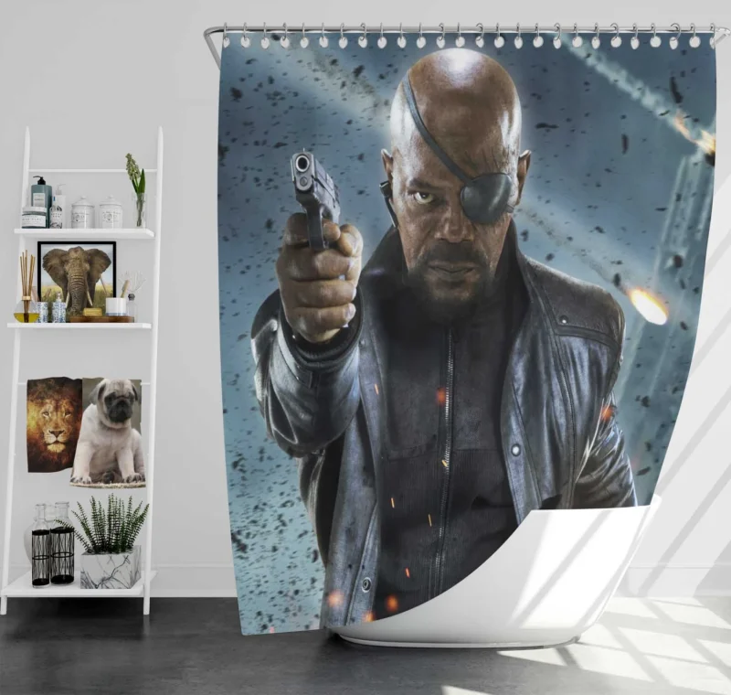 Cobie Smulders as Nick Fury in The Avengers Shower Curtain