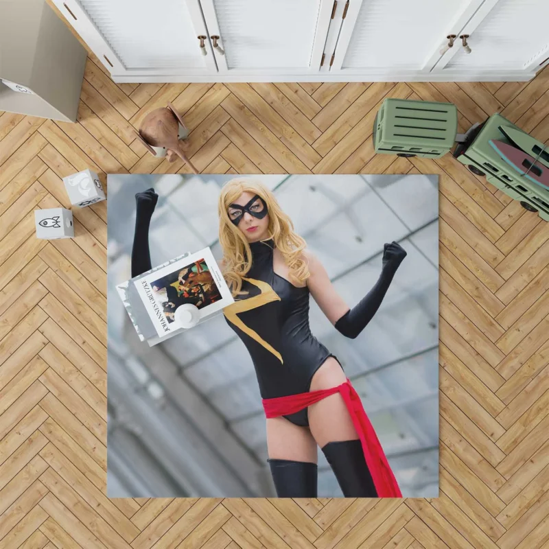 Cosplay as Ms. Marvel: Transform into Carol Danvers Floor Rug