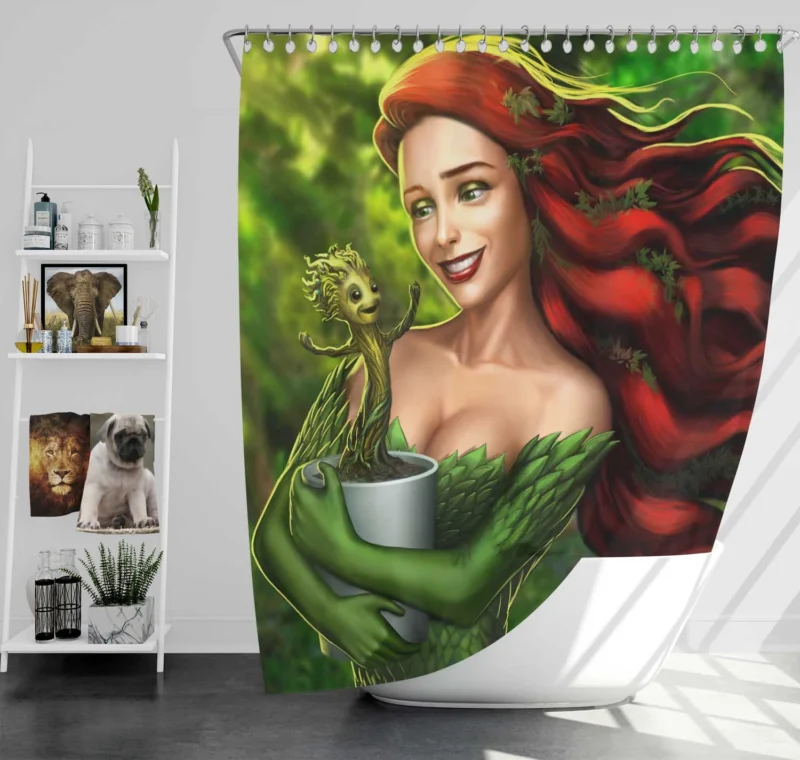 Crossover: Poison Ivy and Groot Unique Dance Shower Curtain