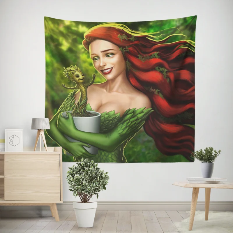 Crossover: Poison Ivy and Groot Unique Dance  Wall Tapestry