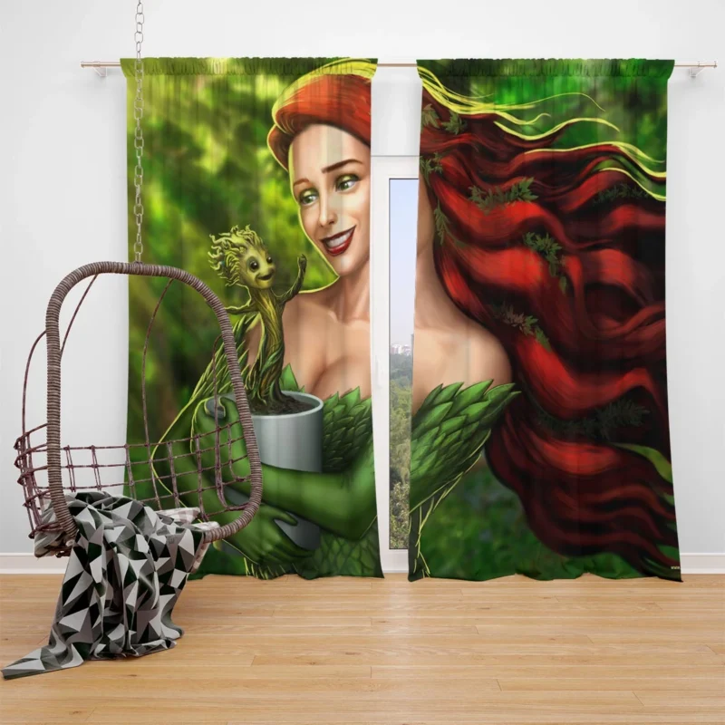 Crossover: Poison Ivy and Groot Unique Dance Window Curtain
