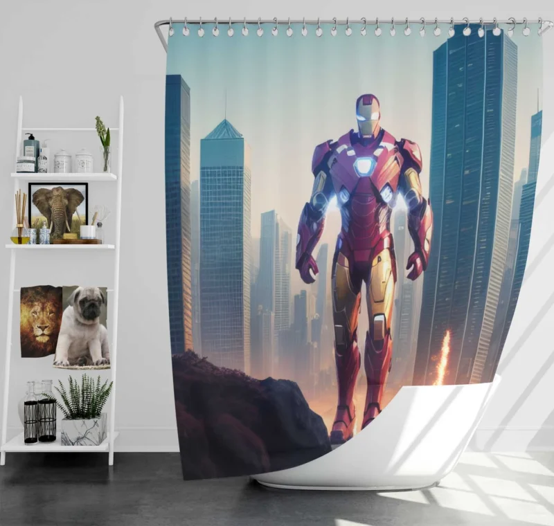 Cyberpunk Twist on Iron Man Shower Curtain