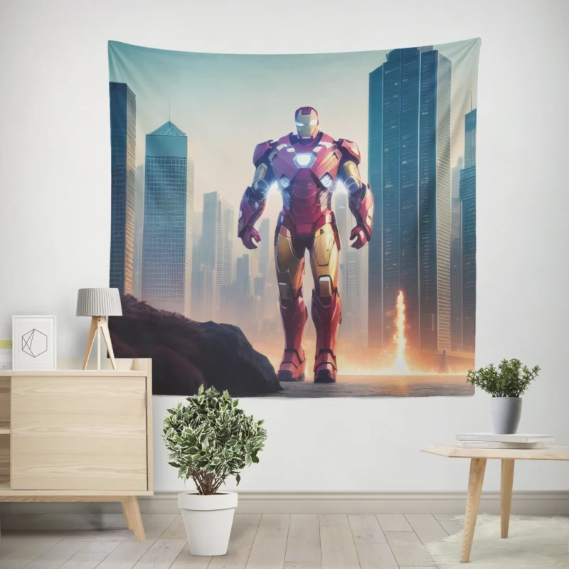 Cyberpunk Twist on Iron Man  Wall Tapestry