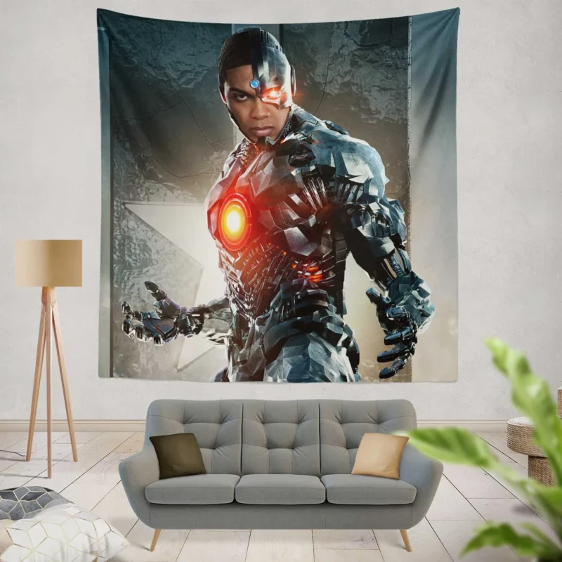 Cyborg in Justice League: Ray Fisher Role  Wall Tapestry