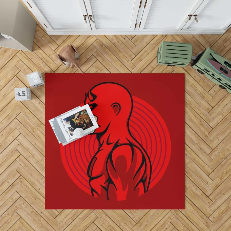 Daredevil Comics: The Minimalist Red Hero Floor Rug
