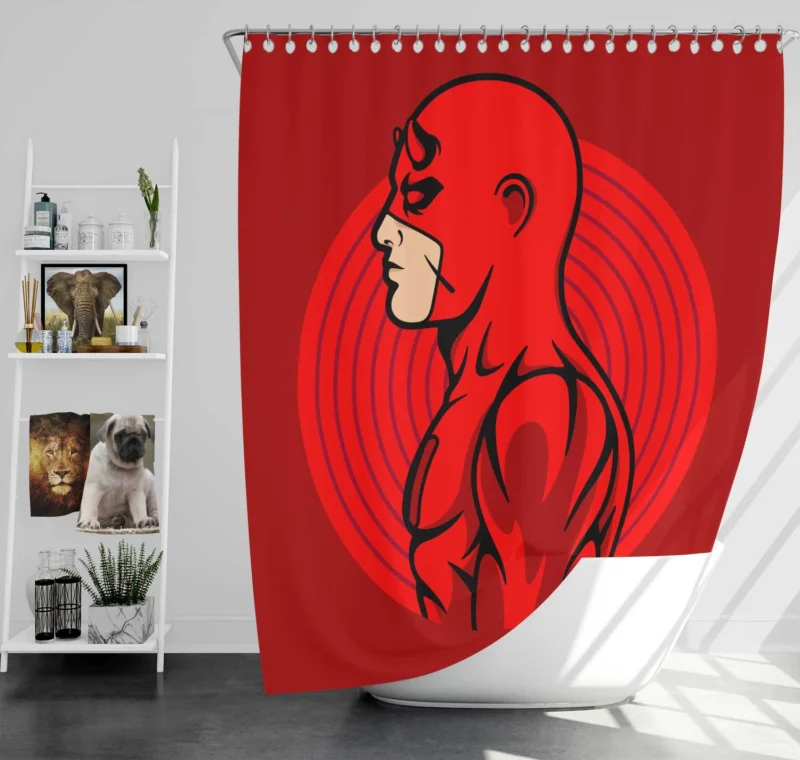 Daredevil Comics: The Minimalist Red Hero Shower Curtain