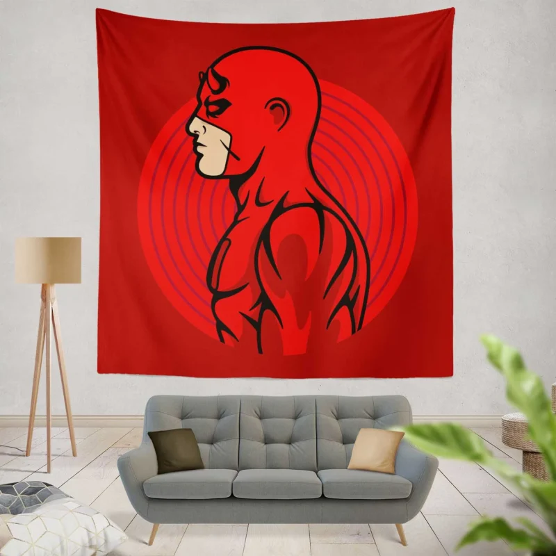Daredevil Comics: The Minimalist Red Hero  Wall Tapestry
