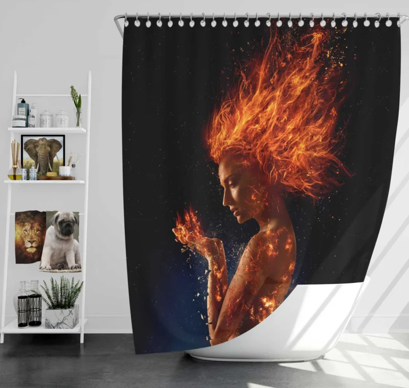 Dark Phoenix Movie: Sophie Turner Epic Transformation Shower Curtain