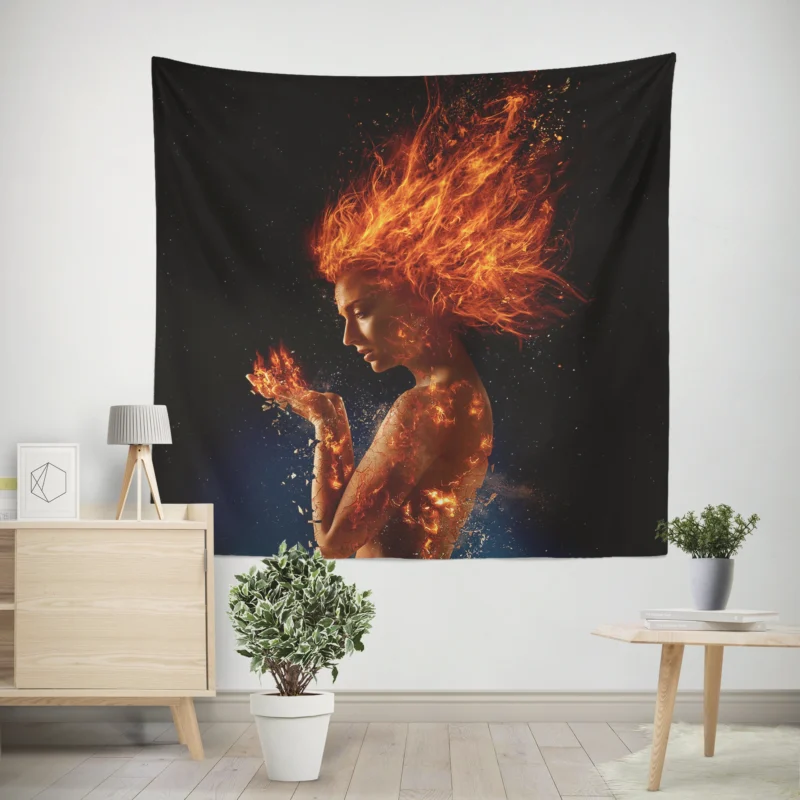 Dark Phoenix Movie: Sophie Turner Epic Transformation  Wall Tapestry