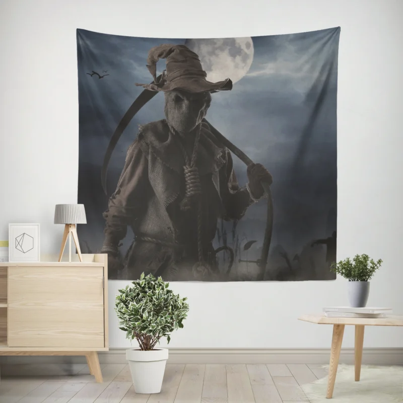 Dark Scarecrow: Embrace the Horror of the Grim Reaper  Wall Tapestry