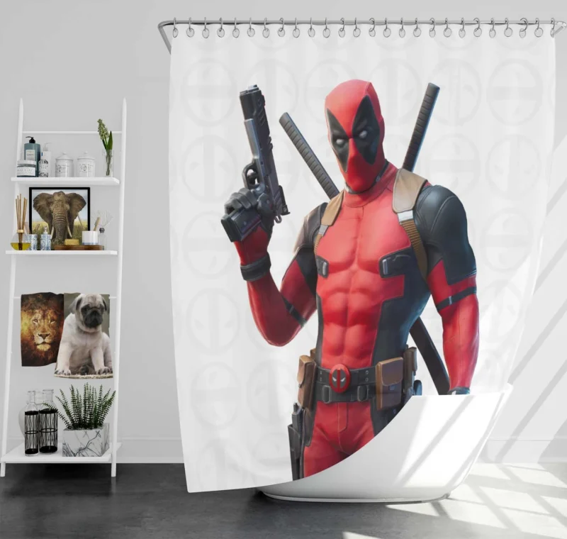 Deadpool in Fortnite: A Virtual Mercenary Shower Curtain