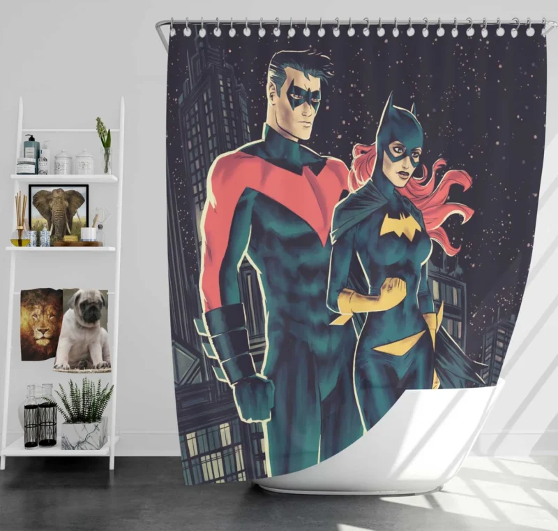 Dynamic Duo: Batgirl and Nightwing in DC Comics Shower Curtain