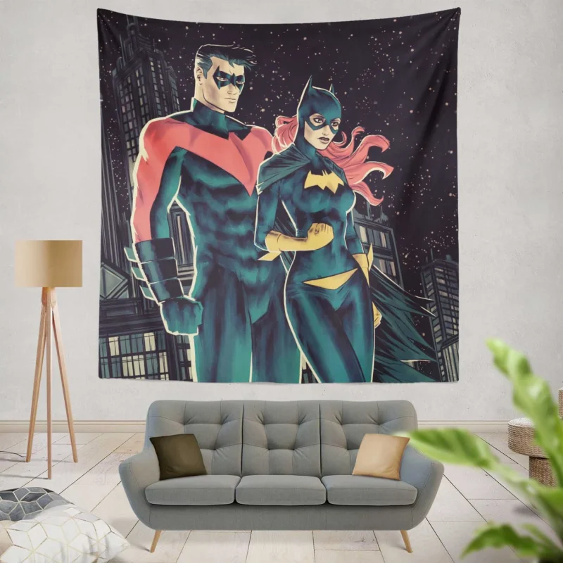 Dynamic Duo: Batgirl and Nightwing in DC Comics  Wall Tapestry