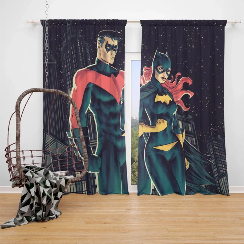 Dynamic Duo: Batgirl and Nightwing in DC Comics Window Curtain