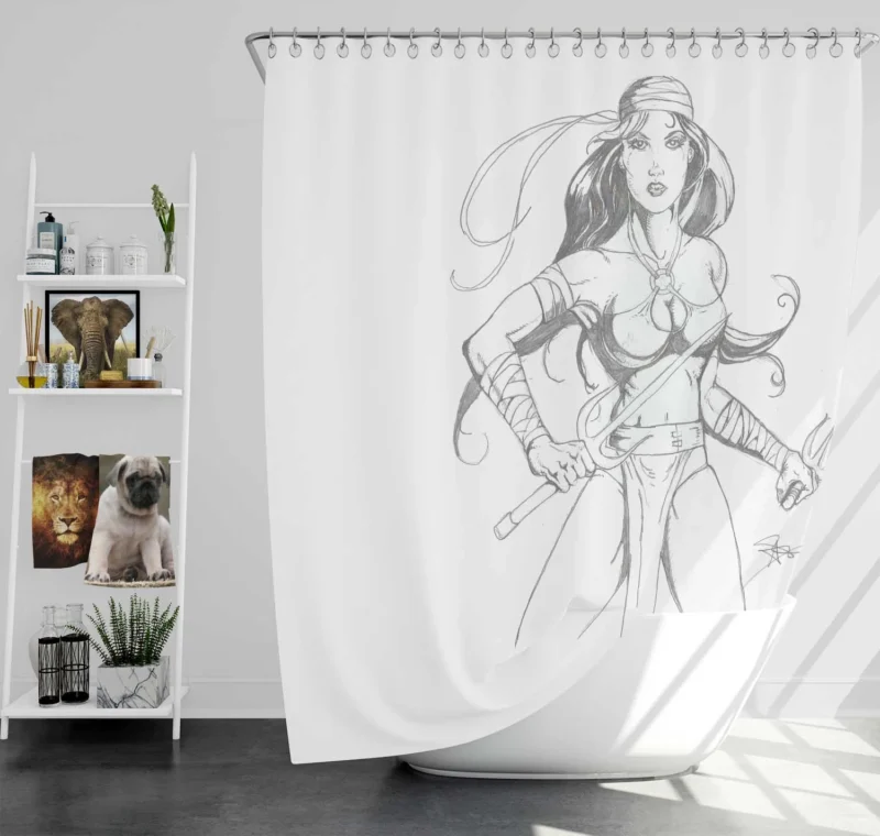 Elektra Comics: Marvel Stealthy Superhero Shower Curtain
