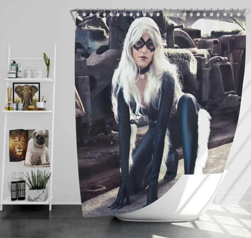 Emulating Black Cat in Cosplay Shower Curtain