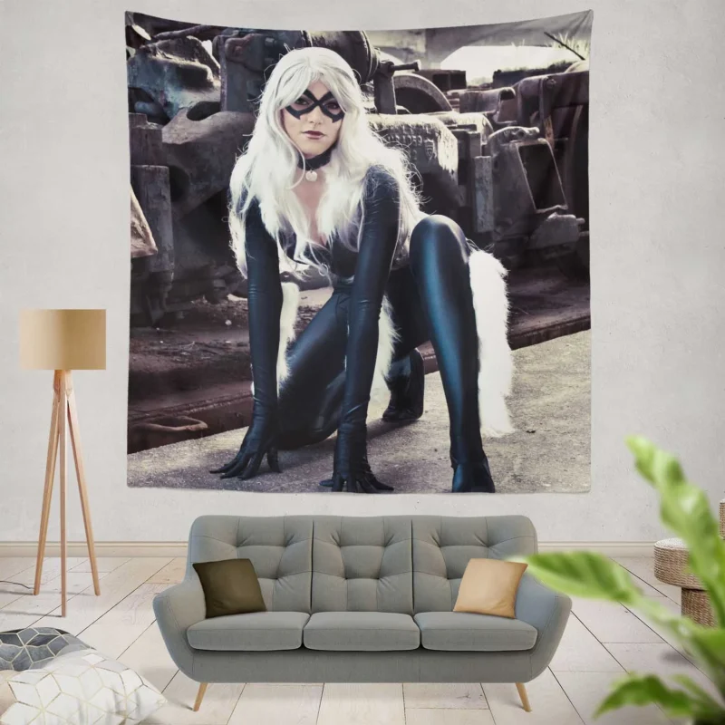 Emulating Black Cat in Cosplay  Wall Tapestry