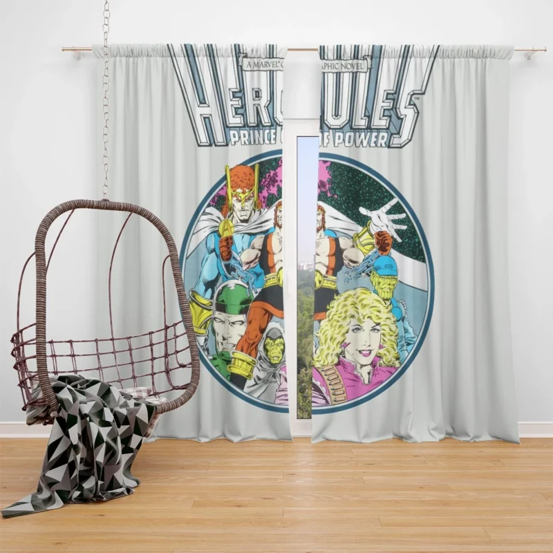 Exploring the Adventures of Hercules in Comics Window Curtain