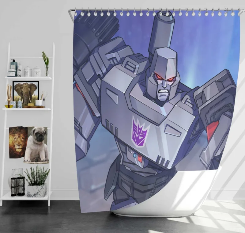 G1 Megatron Ra: Join the Battle in Video Game Shower Curtain