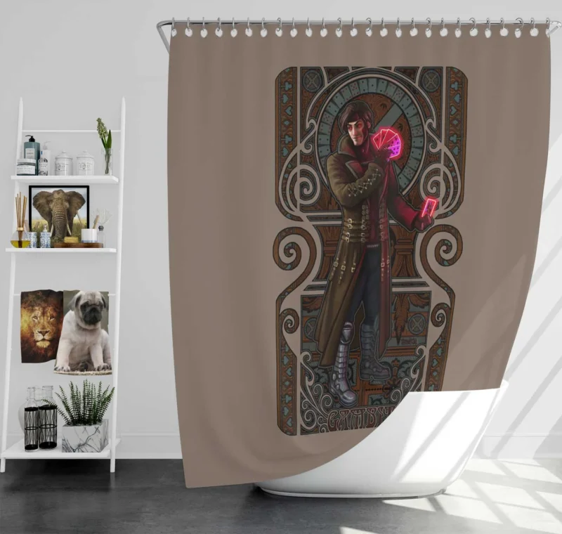 Gambit: A Charming Rogue in Marvel Comics Shower Curtain