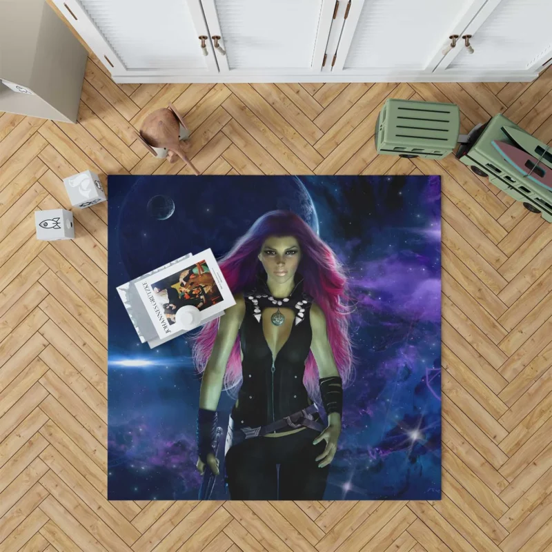 Gamora: A Fantasy Figure in Guardians of the Galaxy Floor Rug