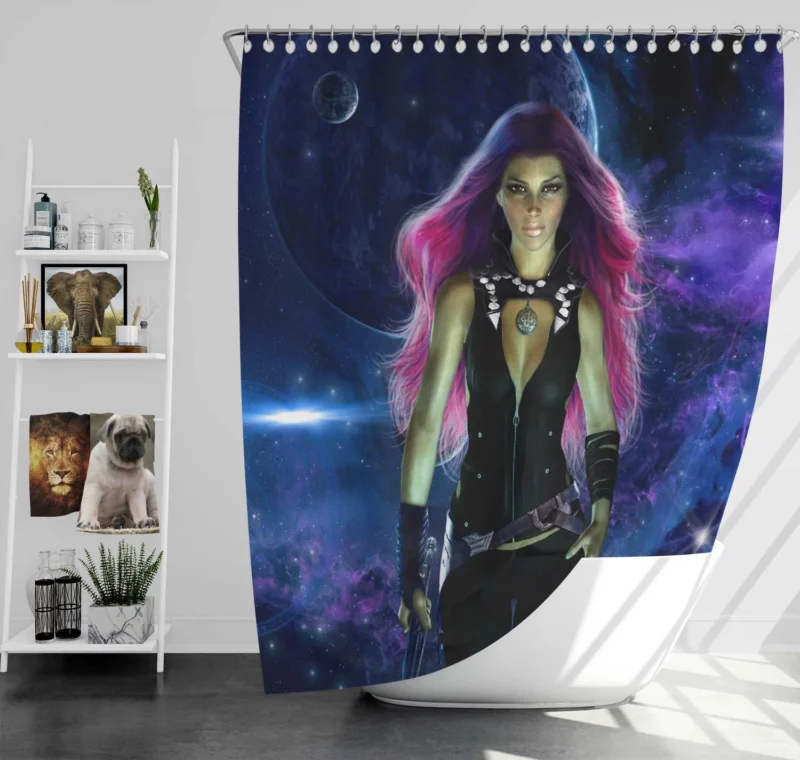 Gamora: A Fantasy Figure in Guardians of the Galaxy Shower Curtain