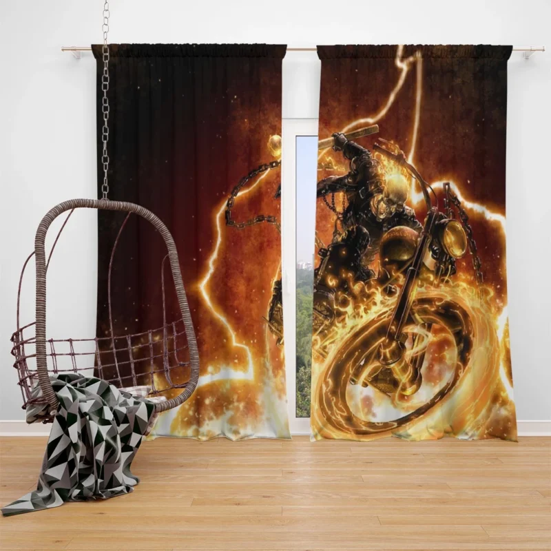 Ghost Rider Comics: A Skeleton Journey Window Curtain