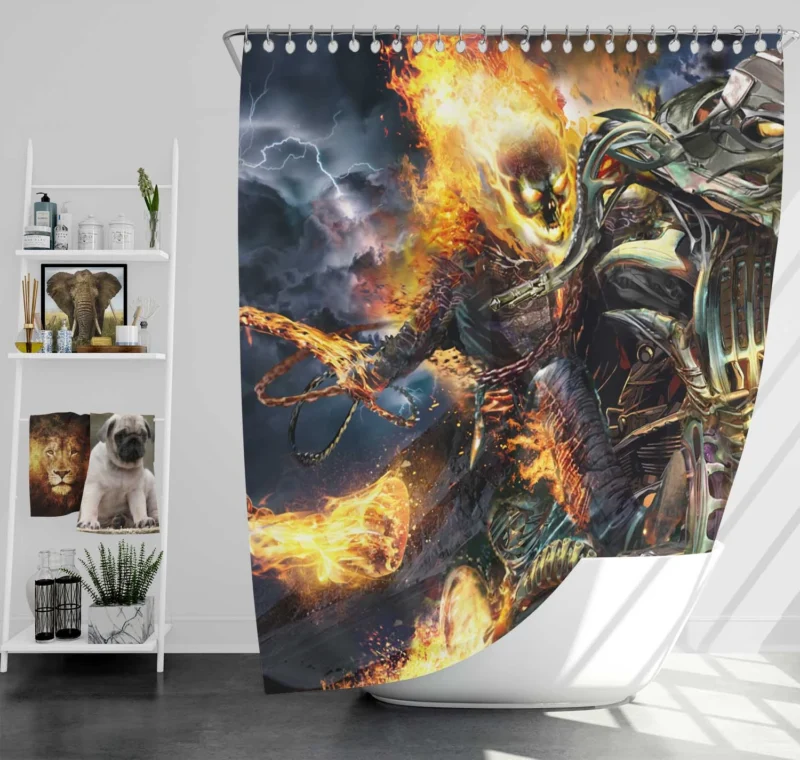 Ghost Rider Comics: Blaze and His Fiery Chains Shower Curtain