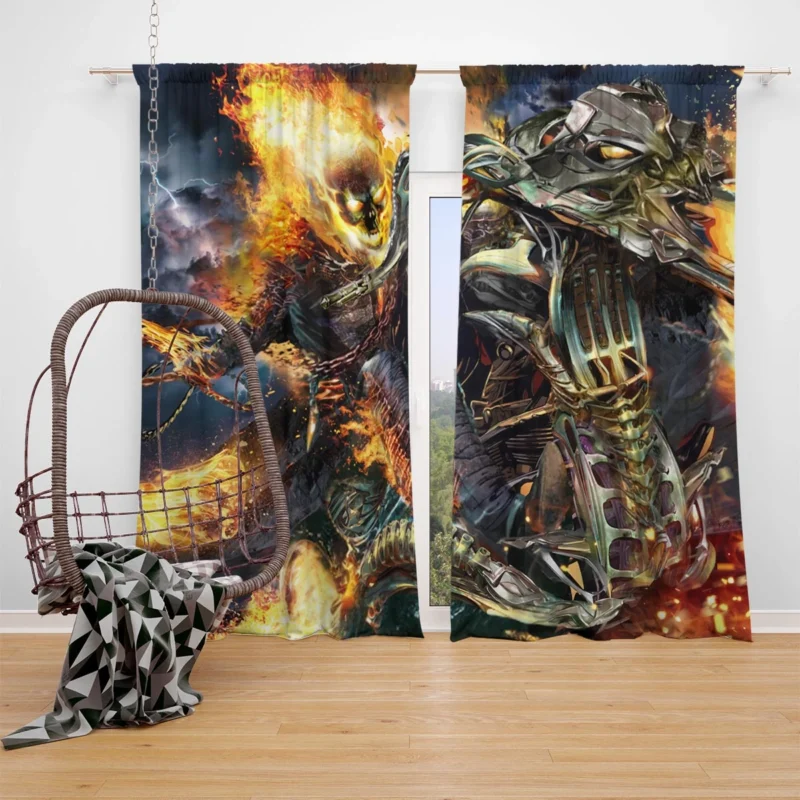 Ghost Rider Comics: Blaze and His Fiery Chains Window Curtain