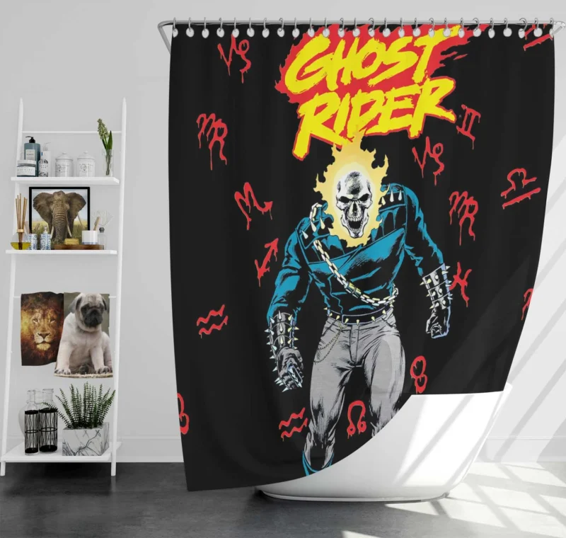 Ghost Rider Comics: Riding the Flames of Justice Shower Curtain