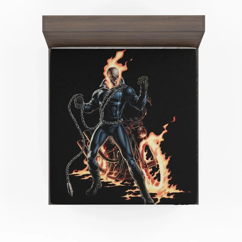 Ghost Rider Wallpaper: Embracing the Flames of Justice Fitted Sheet