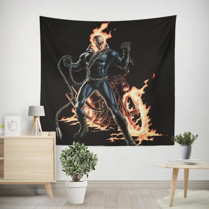 Ghost Rider Wallpaper: Embracing the Flames of Justice  Wall Tapestry