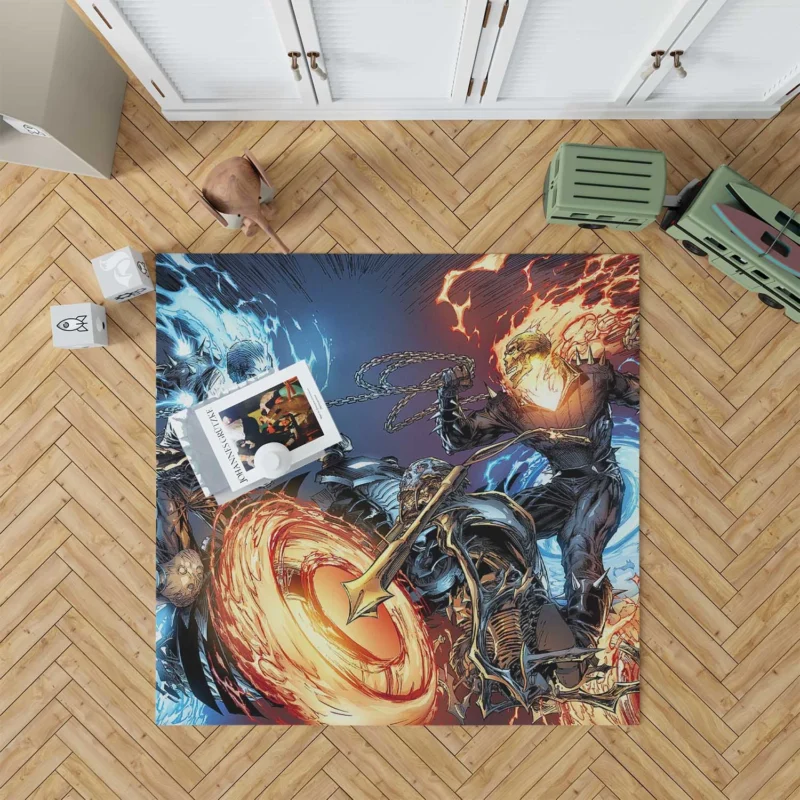 Ghost Rider Wallpaper: Flames and Chains of Vengeance Floor Rug