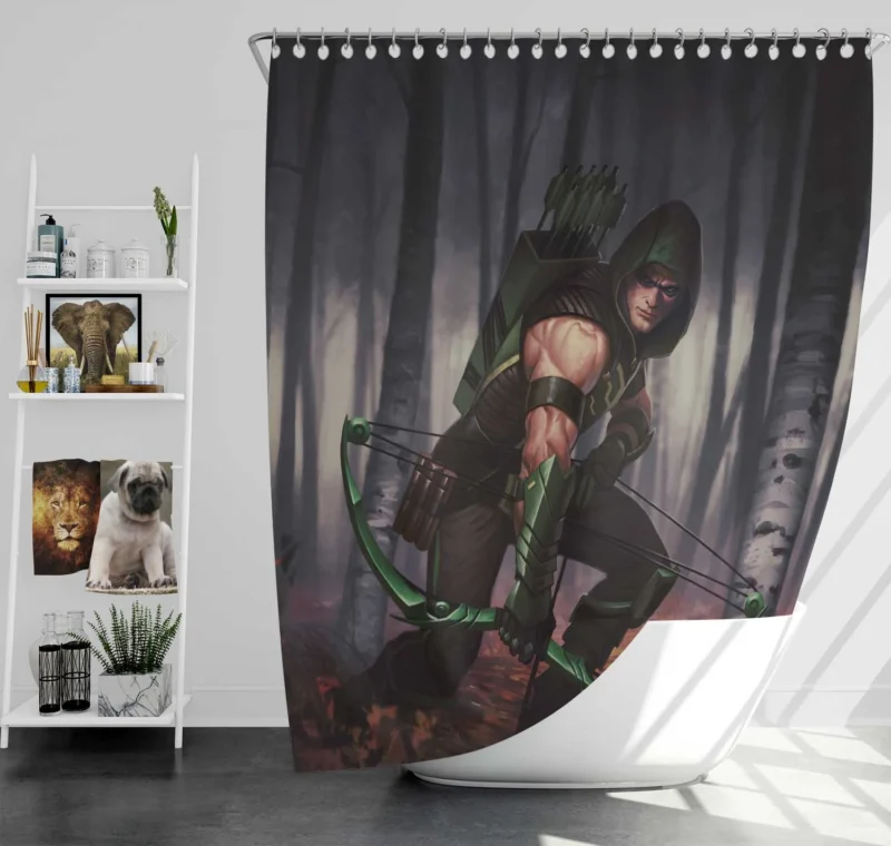 Green Arrow Comics: Oliver Queen Bow of Justice Shower Curtain