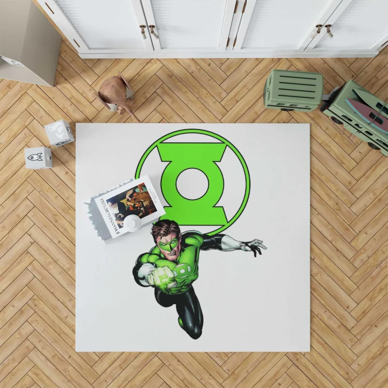 Green Lantern Logo in Comics Floor Rug
