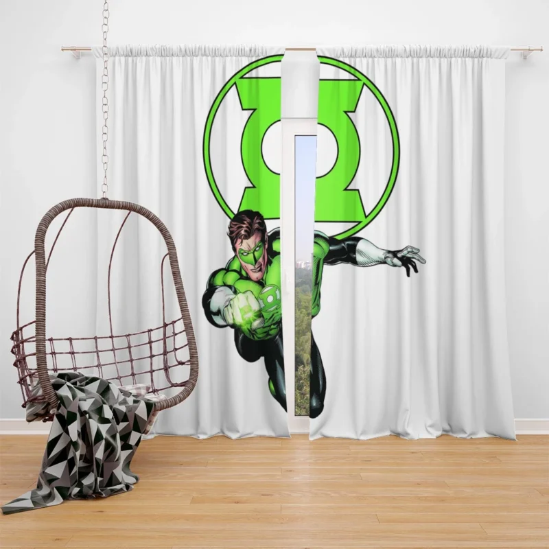 Green Lantern Logo in Comics Window Curtain