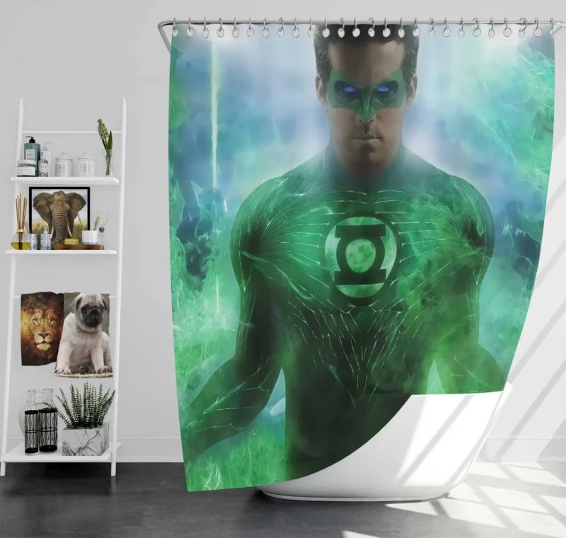 Green Lantern Movie: superhuman Ryan Reynolds as Hal Jordan Shower Curtain