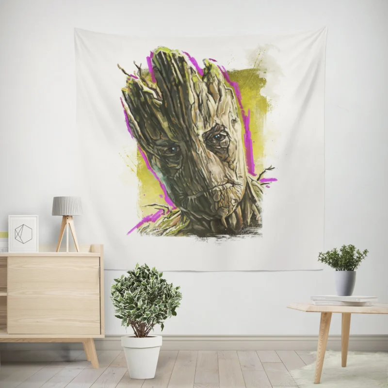 Groot in Comics: Guardians Of The Galaxy Star  Wall Tapestry
