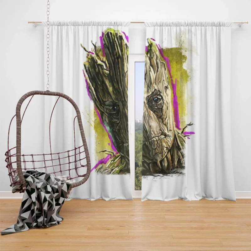 Groot in Comics: Guardians Of The Galaxy Star Window Curtain