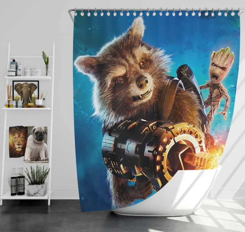 Guardians of the Galaxy Vol. 2: Groot and Rocket Raccoon Shower Curtain