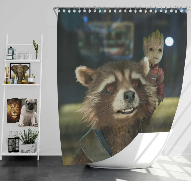 Guardians of the Galaxy Vol. 2: Rocket Raccoon and Ba Shower Curtain