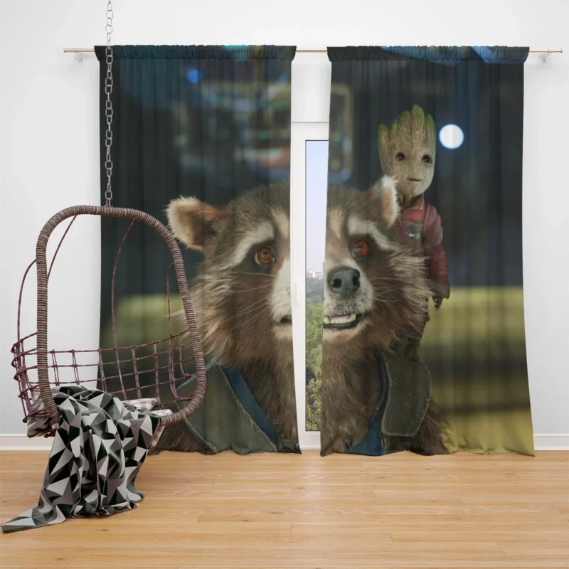 Guardians of the Galaxy Vol. 2: Rocket Raccoon and Ba Window Curtain